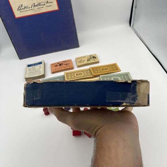 Vintage 1940s Monopoly Original Board Game Wooden Pieces Money Cards Rules - Picture 9 of 16